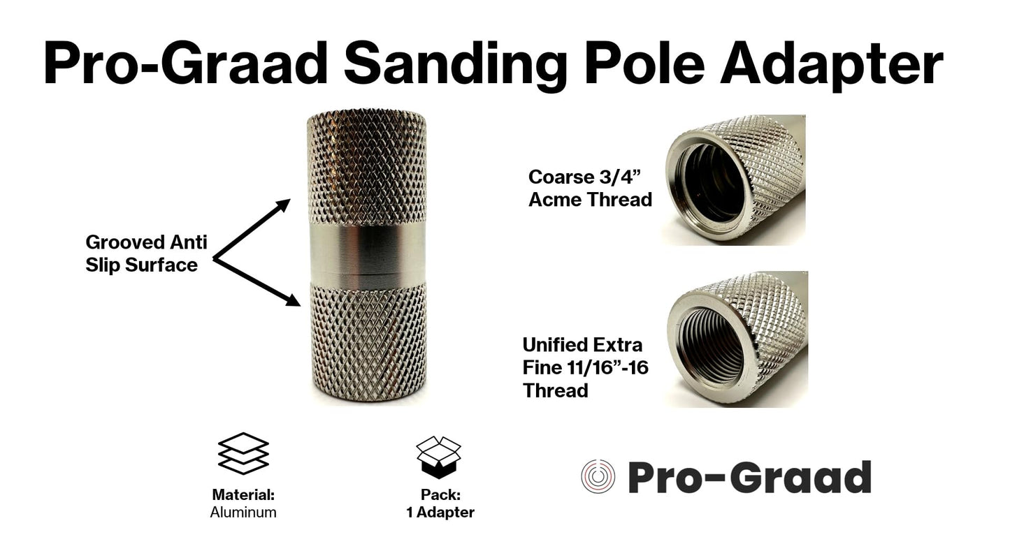 Pro-Graad Sanding Pole Adapter, Connect Wood Handles, Painter Pole, Telescopic, Multi Purpose Paint Extension Pole to Drywall Standard Sander Head, Pole Sander Adapter