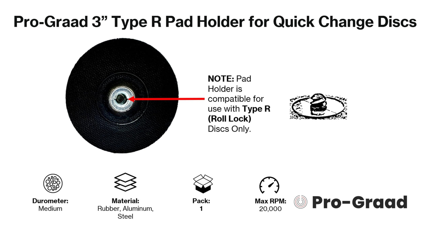 Pro-Graad Type R Quick Change Roll Lock Disc Pad Holder
