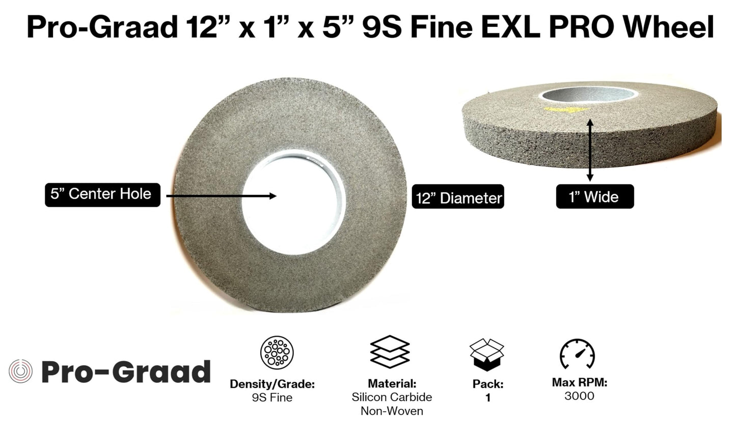 Pro-Graad EXL PRO Convolute Deburring Polishing Wheel - 12" x 1" x 5" 9S Fine Silicon Carbide - Professional Grade - Metal Deburring, Finishing and Polishing Wheel - (1 Pack)