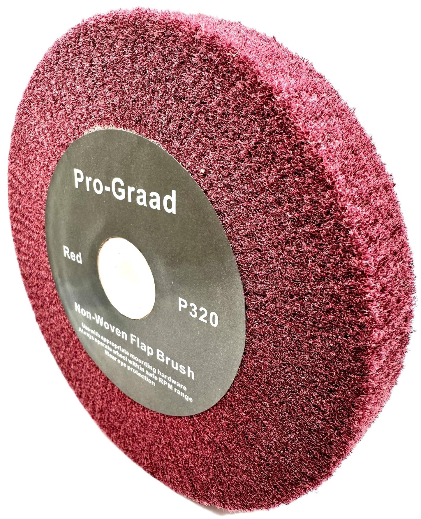 Pro-Graad 6” x 1” x 1” Arbor Red Bench Grinder Polishing Wheel, 320 Grit, Tight Weave, Great for refurbishing golf clubs and metal, Non-Woven Wheel for Copper, Metal, Finishing, and Burnishing