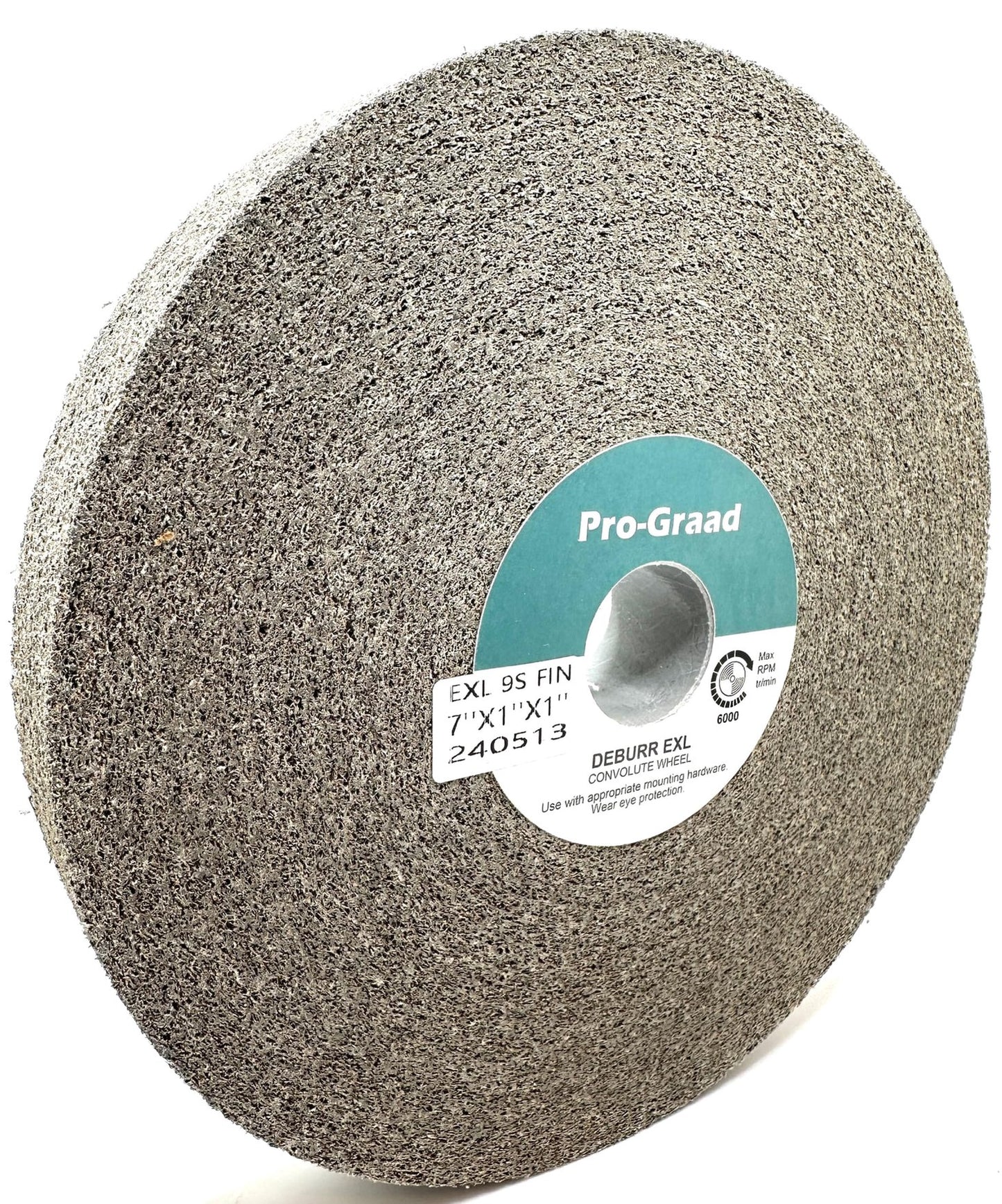 Pro-Graad EXL Deburring Wheel - 7" x 1" x 1" 9S Fine Grit - Silicon Carbide - Metal Deburring, Finishing and Polishing Wheel - Convolute - (1 Pack)