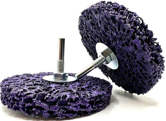 Pro-Graad 2 Pack Paint Stripping Disc Drill Attachment | 4" x 1/2" Wide with 1/4" Shaft | Strip & Clean Discs Remove Paint Coating Rust | Purple | Pack of 2