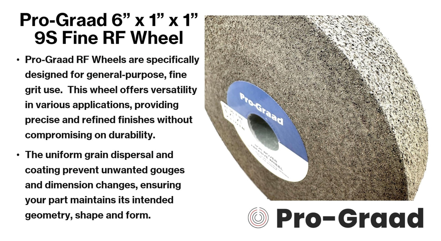 Pro-Graad 1 Pack 6” x 1” x 1” 9S Fine Series 1000 RF Long Life Convolute Deburring, Finishing & Polishing Wheel, Includes Arbor Adapter for use on 3/4 5/8 1/2 inch Shaft Sizes, Pack of 1