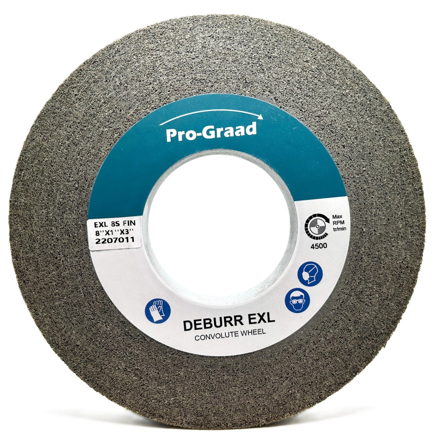 Pro-Graad EXL Deburring Wheel - 8" x 1" x 3" 8S Fine Grit - Silicon Carbide - Metal Deburring, Finishing and Polishing Wheel - Convolute - 09551 - (1 Pack)