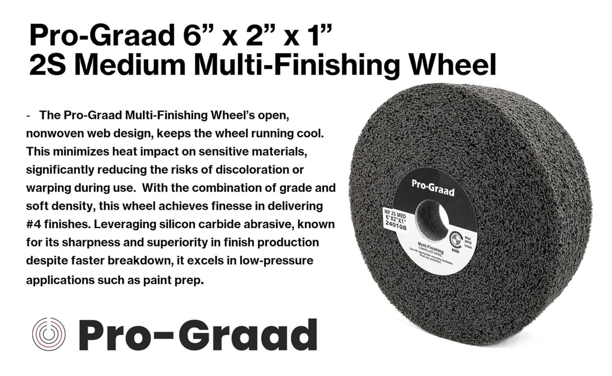 Pro-Graad Multi-Finishing Wheel 6" x 2" x 1", 2S Medium, 13177
