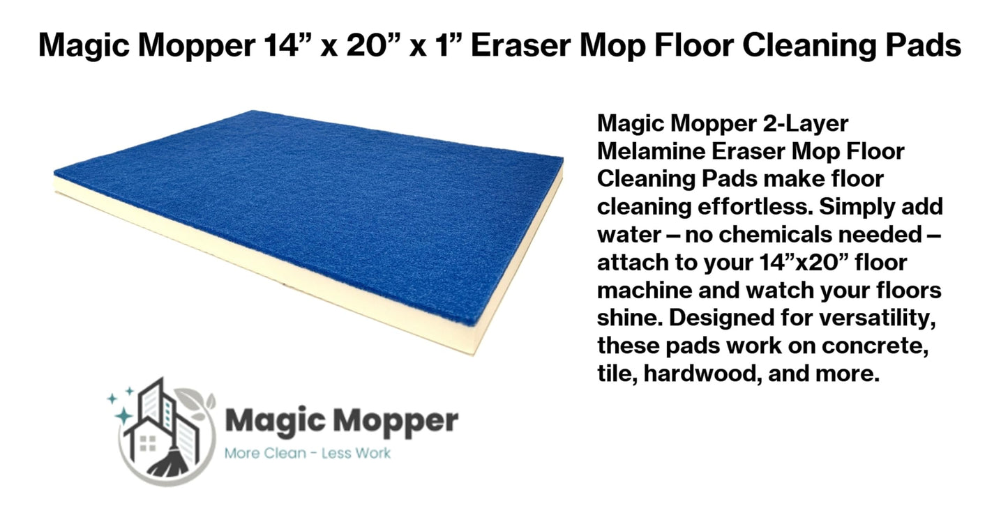 Magic Mopper Eraser Mop Floor Cleaning Pads – 14″ x 20″ (5 Pack) | Commercial-Grade Melamine Sponge Mop Pads for Floors, Tile & Grout | Durable, Versatile for Deep Cleaning