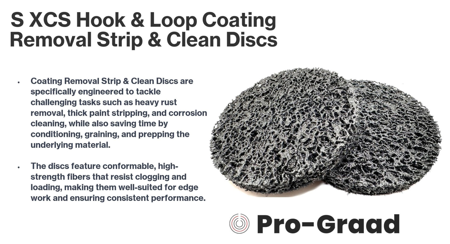 Pro-Graad 4 Piece Starter Kit 7” SXCS Hook and Loop Coating Removal Discs with 7” x 5/8”-11 Pad Holder, Drill Adapter, Silicon Carbide Extra Coarse Clean Strip Discs, Strips Paint Coatings Clean Welds