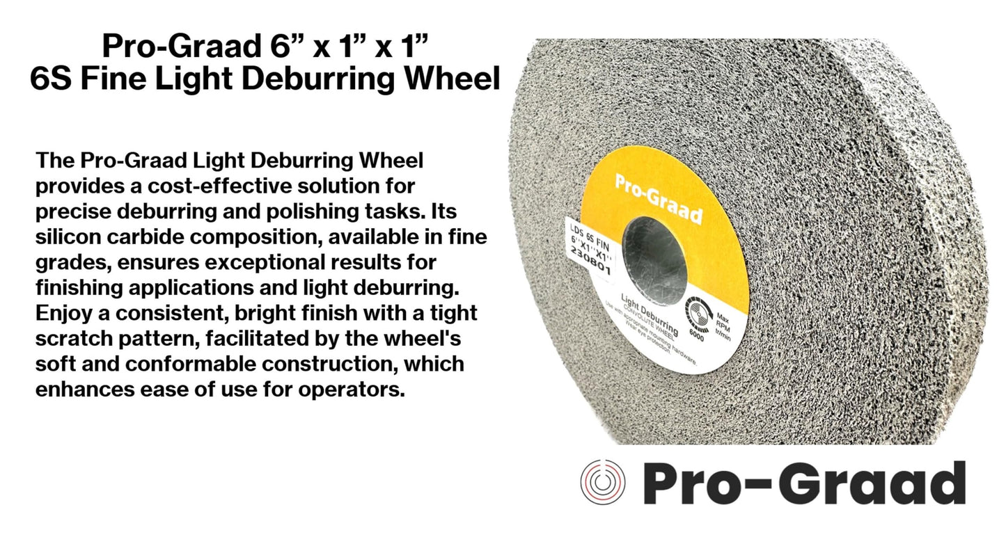 Pro-Graad Light Deburring Wheel - 6" x 1" x 1" 6S Fine Grit - Silicon Carbide – Light Deburring, Finishing and Polishing Wheel – 01660 - Convolute - (1 Pack)