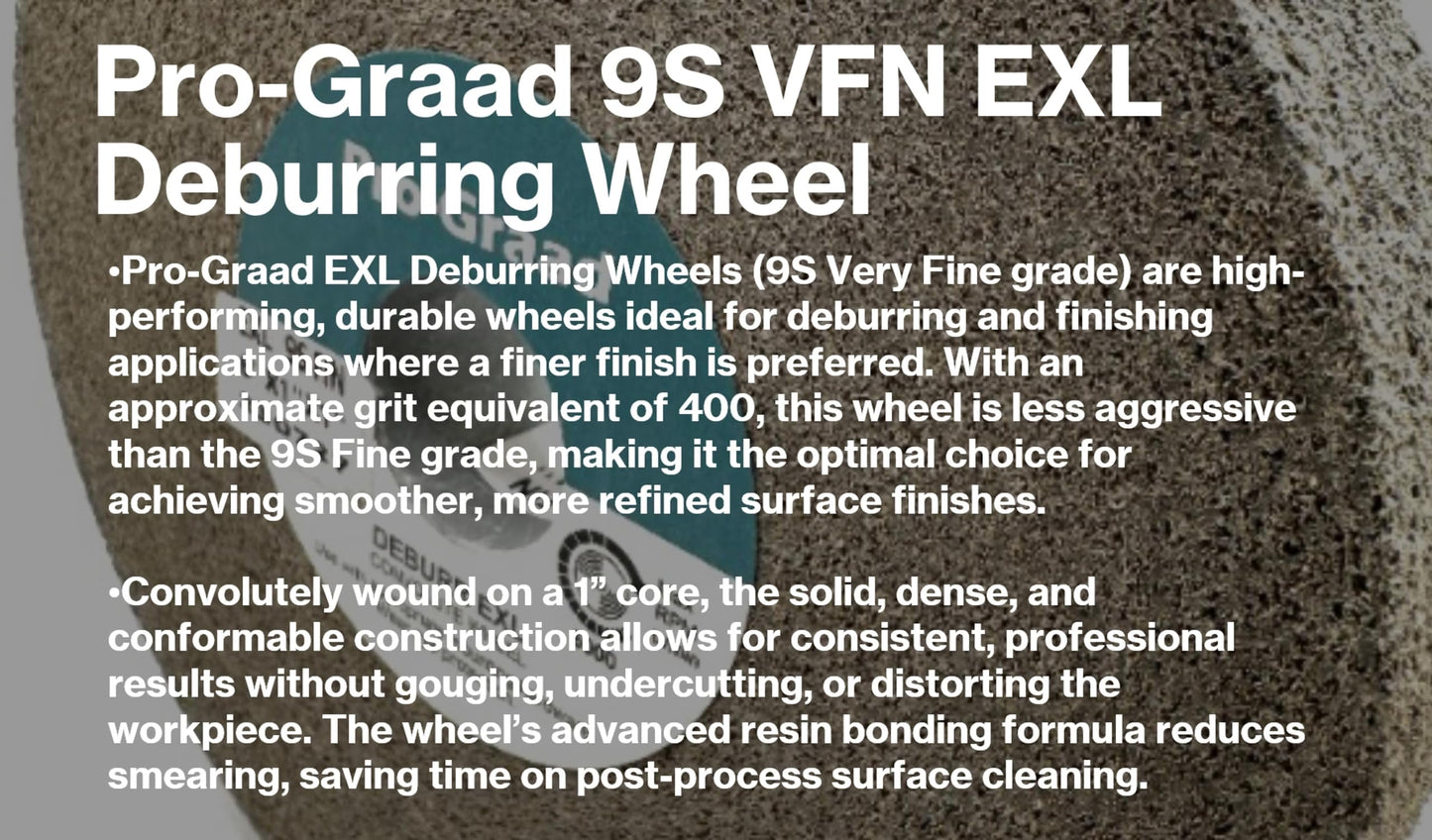 Pro-Graad EXL Deburring Wheel - 6" x 1" x 1" 9S Very Fine (400) Grit - Silicon Carbide - Metal Deburring, Finishing and Polishing Wheel - Convolute - (1 Pack)