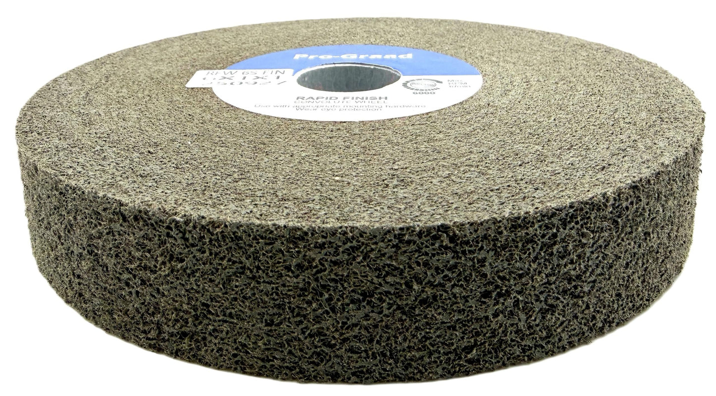 Pro-Graad 1 Pack 6” x 1” x 1” 6S Fine Series 1000 RF Long Life Convolute Deburring, Finishing & Polishing Wheel, Includes Adapter for use on 3/4 5/8 1/2 inch Shaft Sizes, Pack of 1