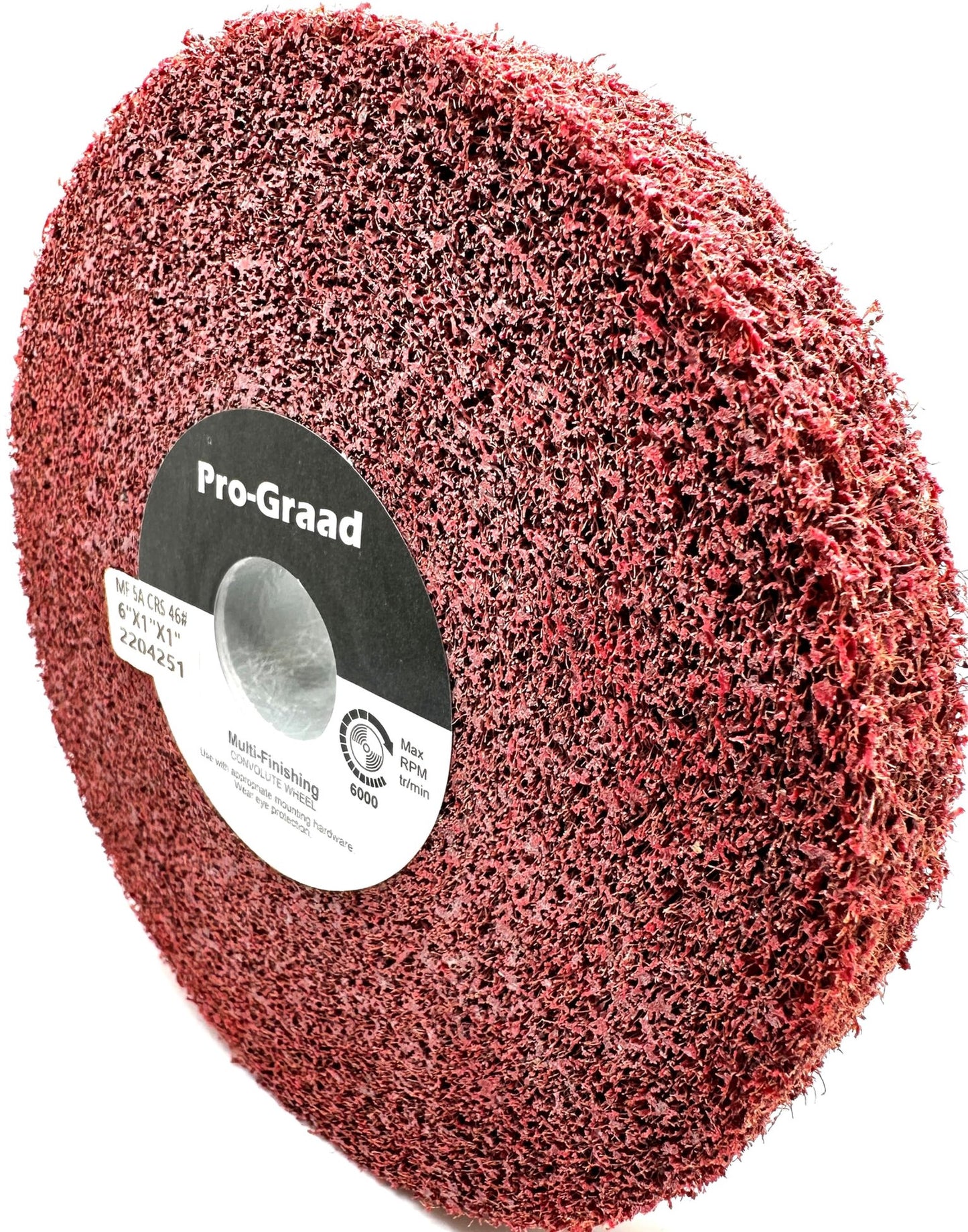 Pro-Graad Metal Finishing Wheel – 6” x 1” x 1” 5A Coarse – Aluminum Oxide – Maroon Metal Finish Convolute Wheel – for #3 Brush, Satin and Mill Finishes – 01863 - Pack of 1