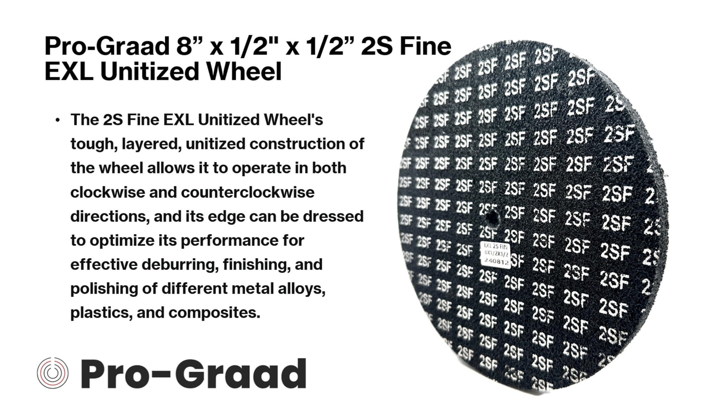 Pro-Graad EXL Unitized Wheel, Silicon Carbide, 8" Diameter x 1/2" Wide x 1/2" Arbor, 2S Fine | 15844 | (Pack of 1)