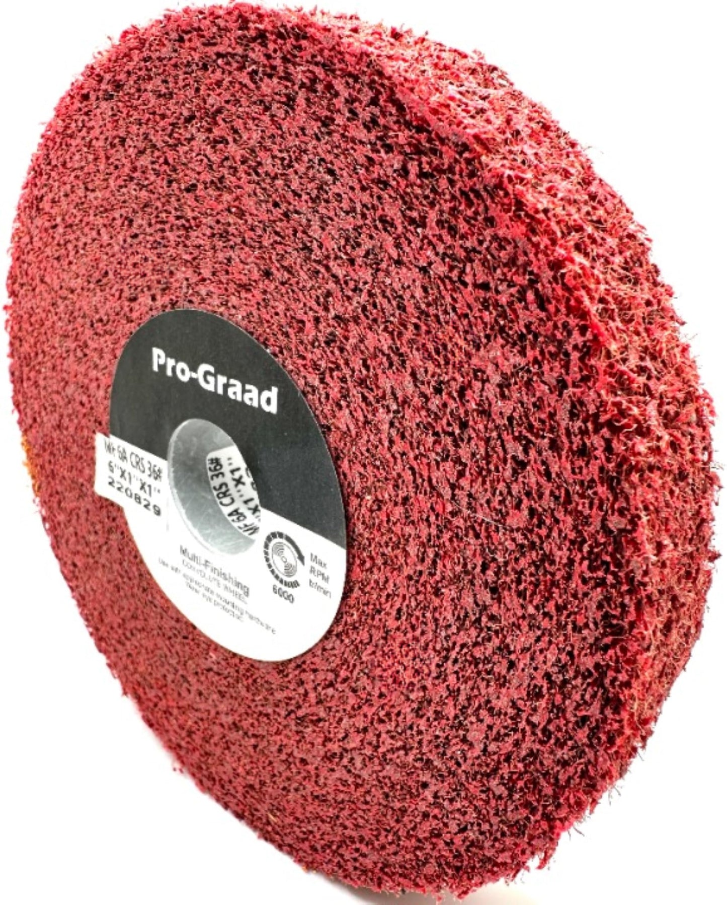 Pro-Graad Metal Finishing Wheel – 6” x 1” x 1” 6A Coarse – Aluminum Oxide – Maroon Metal Finish Convolute Wheel – for #3 Brush, Satin and Mill Finishes – 01866 - Pack of 1
