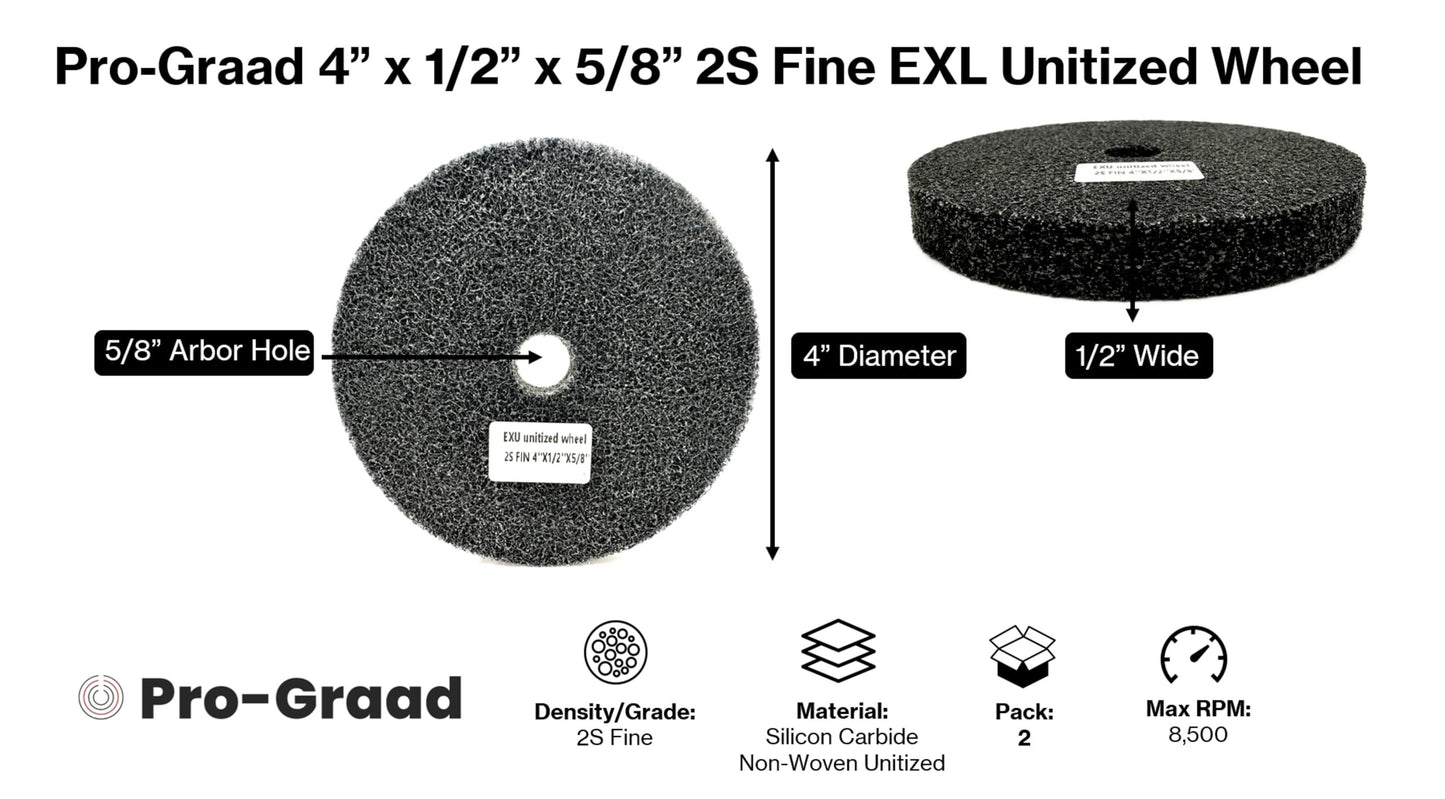 Pro-Graad EXL Unitized Wheel, Silicon Carbide, 4" Diameter x 1/2" Wide x 5/8" Arbor, 2S Fine | 27942 | (Pack of 2)