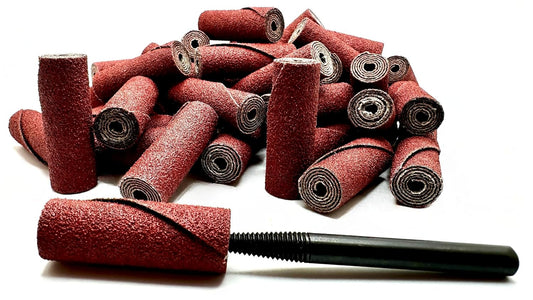 Pro-Graad 1/2” Diameter x 1-1/2” Length x 1/8” Pilot Hole 80 Grit Aluminum Oxide Straight/Untapered Cartridge Roll, 50 Pack, Includes 1x CR-9 Mandrel