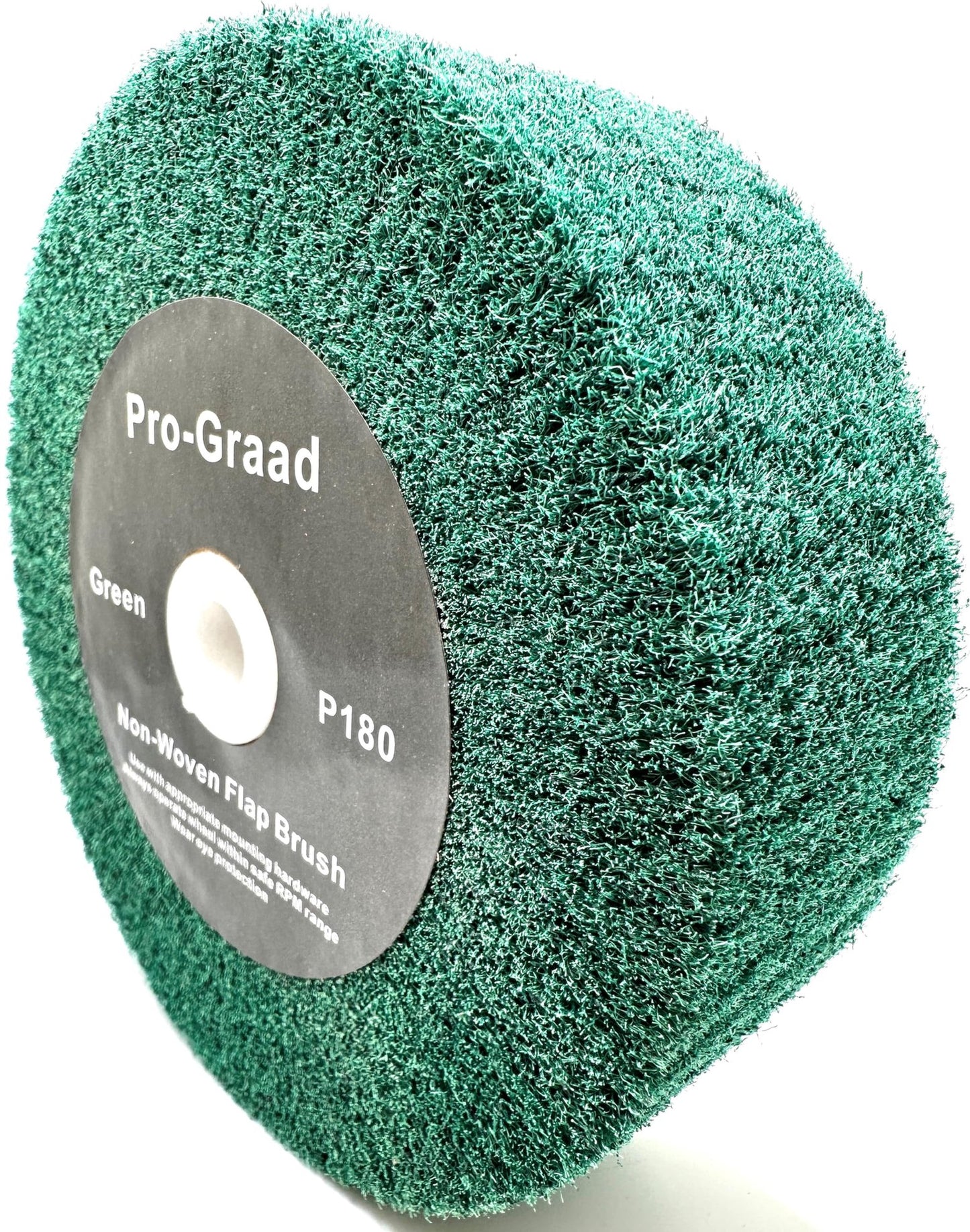 Pro-Graad 6” x 2” Green 180 Grit Non-Woven Bench Grinder Polishing Burnishing Satin Finishing Flap Brush Wheel for Aluminum Copper Metal Golf Club Refurbishing, Compatible for 1/2”, 5/8”, 3/4" Arbor
