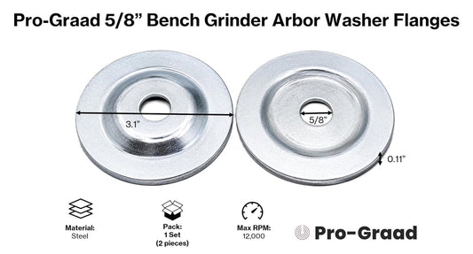 Pro-Graad 5/8" Bench Grinder Arbor Washer Flange Set, 3.1" OD, 1 Set