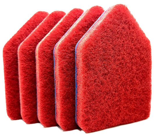 Red Scouring Pads 5 Pack, Fit Extendable Tub Tile Scrubber Brush, Scrub Pads Refill Replacement Pads for Cleaning Bathroom Kitchen Toilet Tile Sink, Compatible with Moku, Yocada, Cleanhome & Others