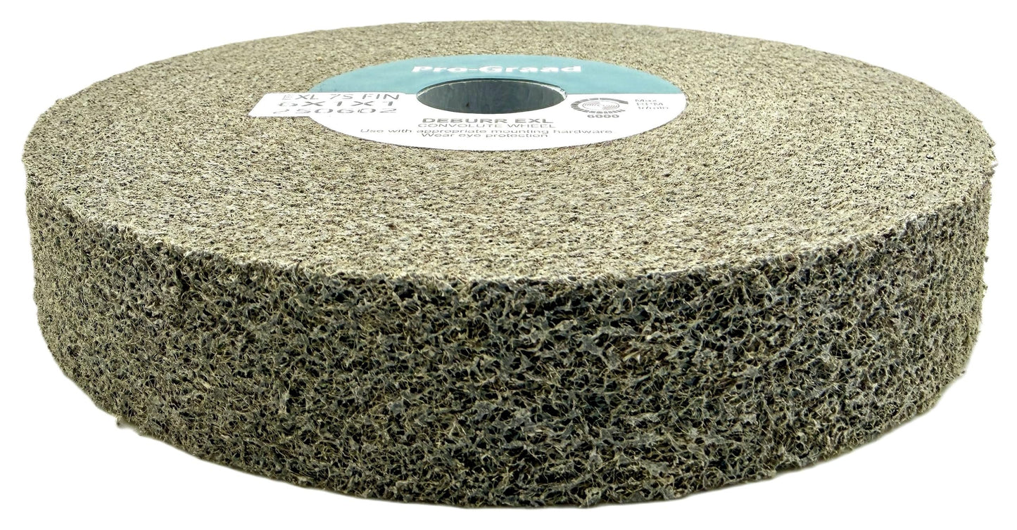 Pro-Graad EXL Deburring Wheel - 6" x 1" x 1" 7S Fine - Silicon Carbide - Metal Deburring, Finishing and Polishing Wheel - Convolute - 1 Pack
