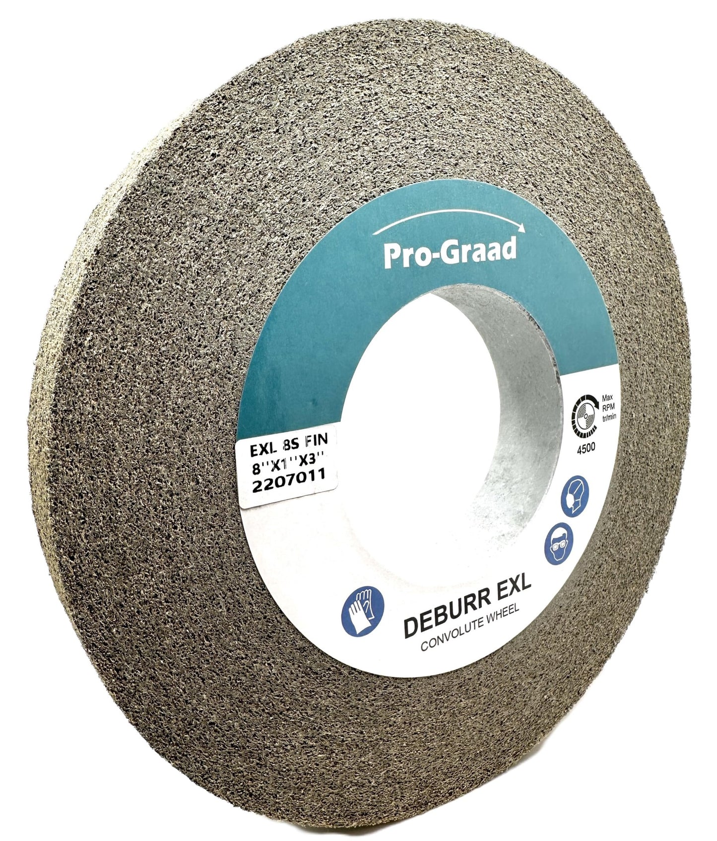 Pro-Graad EXL Deburring Wheel - 8" x 1" x 3" 8S Fine Grit - Silicon Carbide - Metal Deburring, Finishing and Polishing Wheel - Convolute - 09551 - (1 Pack)