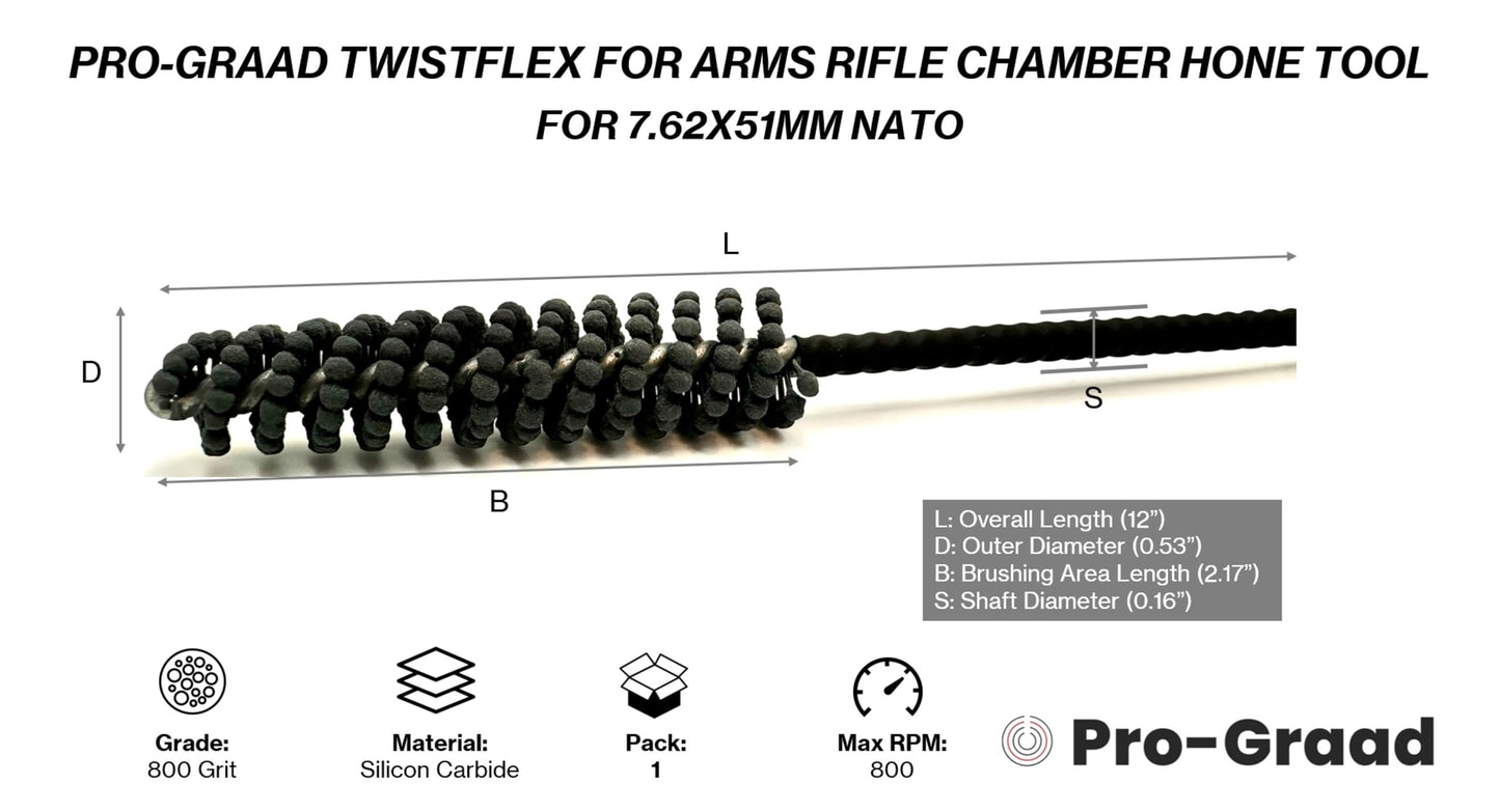 TwistFlex Rifle Chamber Hone Tool for 7.62x51mm NATO, 800 Grit Silicon Carbide, (Pack of 1)