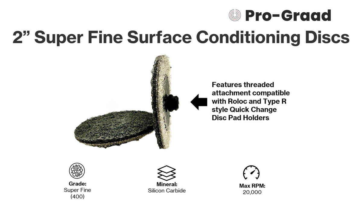 Pro-Graad Quick Change Non-Woven Nylon Surface Conditioning Discs for Deburring Sanding Blending Polishing Paint Removal with Male R-Type Backing