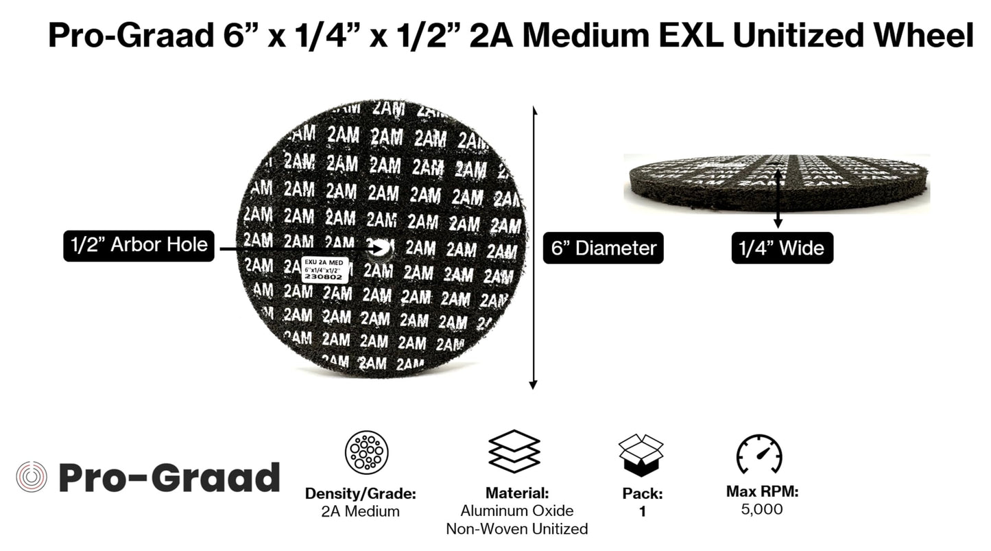 Pro-Graad EXL Unitized Wheel, Silicon Carbide, 6" Diameter x 1/4" Wide x 1/2" Arbor, 2A Medium | 17498 | (Pack of 1)
