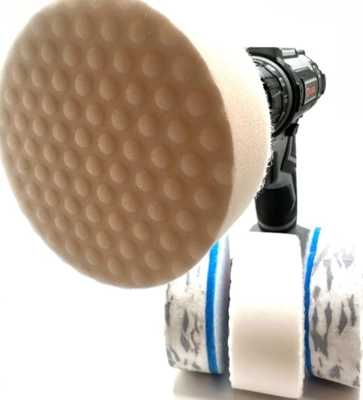 4.5” Drill Powered Magic Sponge Eraser & Scouring Eraser 6 Pieces Kit with Drill Attachment | Ultra Durable Eraser Pads for Deep Cleaning Bathroom Kitchen Floors Walls Baseboards Crayon Marker & More