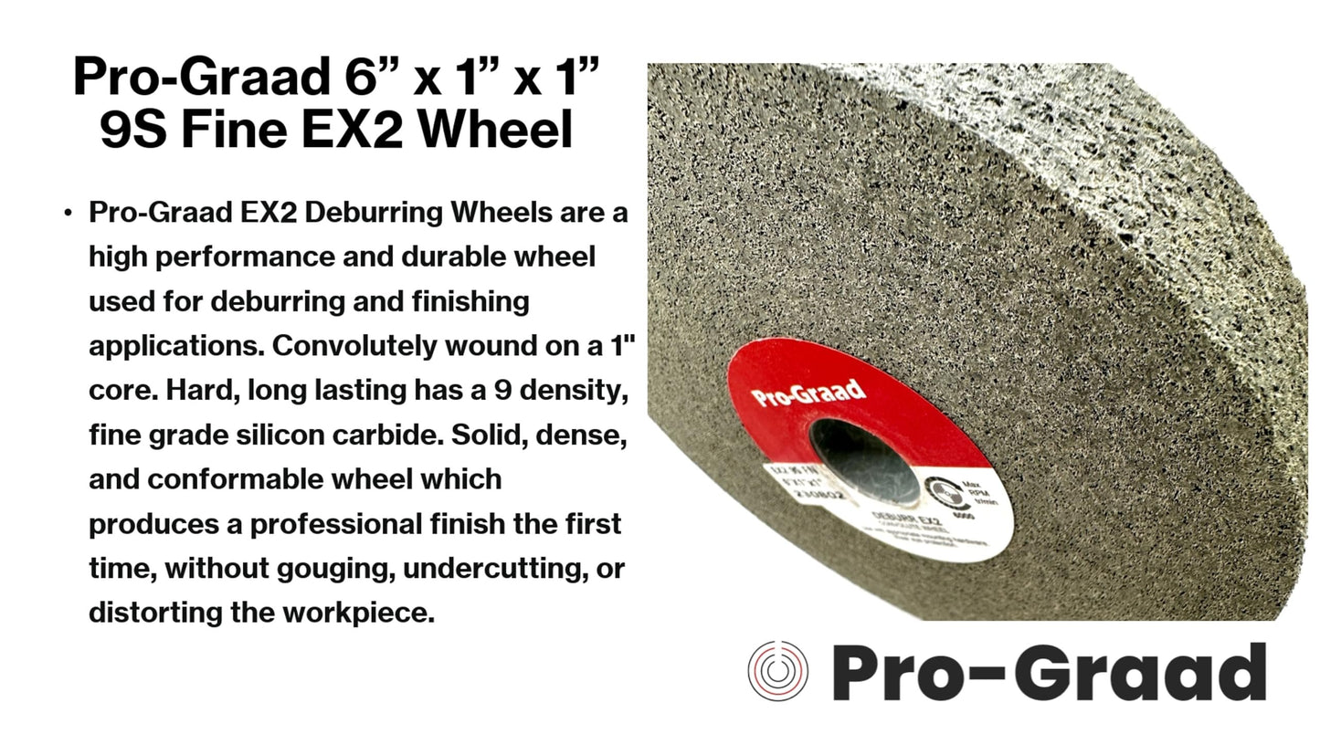 Pro-Graad EX2 Convolute Deburring Polishing Wheel - 6" x 1" x 1" 9S Fine Grit Silicon Carbide - Extra Durable - Metal Deburring, Finishing and Polishing Wheel - Convolute - 18040 - (1 Pack)