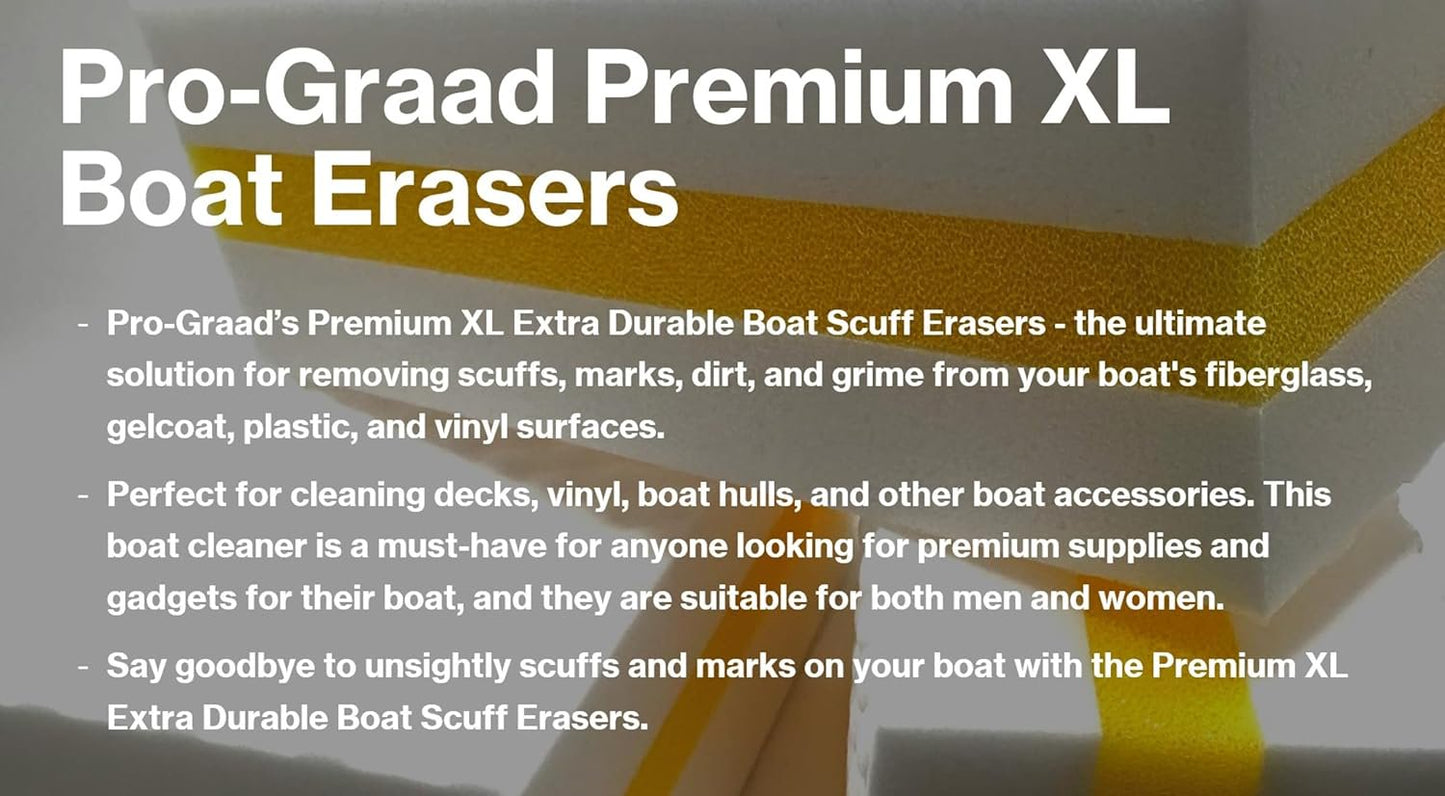 Premium XL Boat Erasers 3 Pack Magic Sponge Erasers Removes Marks Scuffs Grime & Dirt | Clean Fiberglass Gelcoat Vinyl Plastic Hull | 3 Pack - 6" x 2.75" x 2"