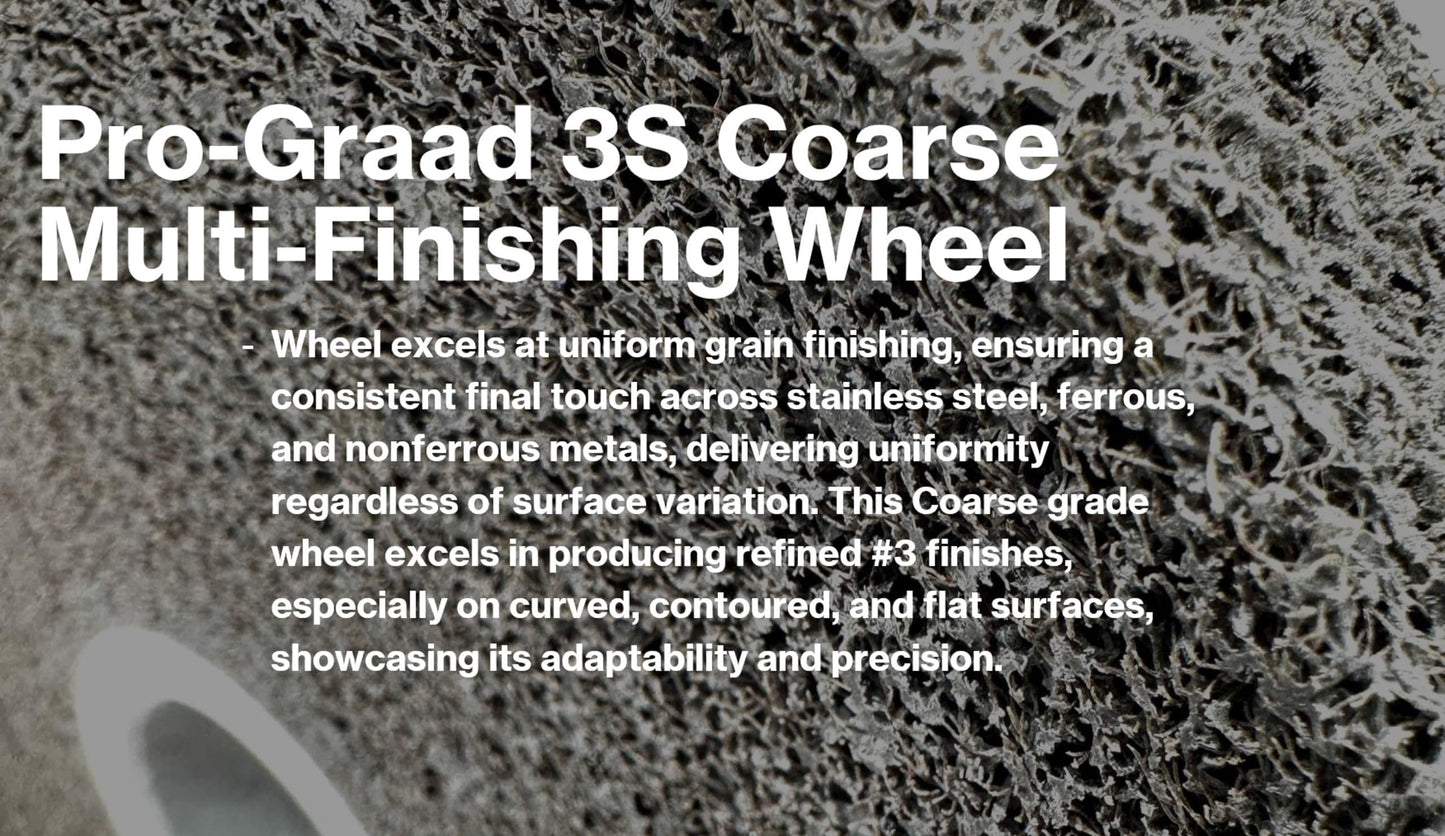 Pro-Graad Multi-Finishing Wheel – 6” x 2” x 1” 3S Coarse Grit Silicon Carbide - Stainless Steel Finishing Convolute Wheel – for #3 Finish - 1 Pack