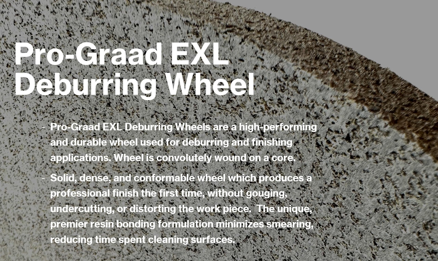 Pro-Graad EXL Deburring Wheel - 8" x 1" x 3" 9S Fine Grit - Silicon Carbide - Metal Deburring, Finishing and Polishing Wheel - Convolute - 05135 - (1 Pack)