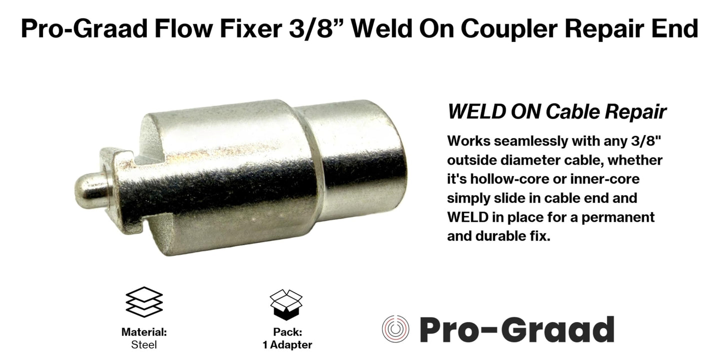 Pro-Graad Flow Fixer 3/8” WELD-ON Drain Cable Repair End Coupler Connector – Compatible with K-380 & K-400 Drain Cleaning Machines, Compatible Fit Ridgid 3/8" Cables, WELD ON CABLE END REPAIR