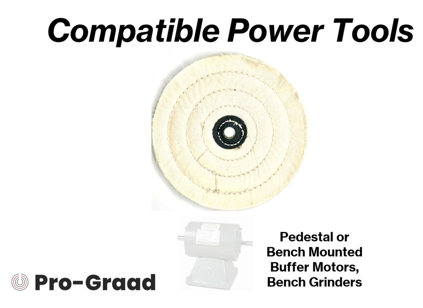 Pro-Graad 2 Pack 6” BBC Buffing Wheel, 60 Ply, Bleached Balloon Cloth 133x72 Thread Count, 1/2” Arbor Hole for Bench Motor, Silky & Ultra Smooth Buffing & Polishing Wheel for Final Finish with Rouge