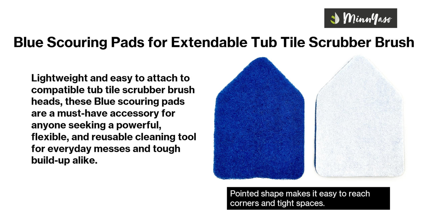 Blue Scouring Pads 5 Pack – High-Power Scrub Pads Refill Extendable Tub Tile Scrubber Brushes, Deep Cleaning Replacement Pads Bathroom, Kitchen, Toilet, Tile, Sink- Fits Moku, Yocada, Cleanhome & More
