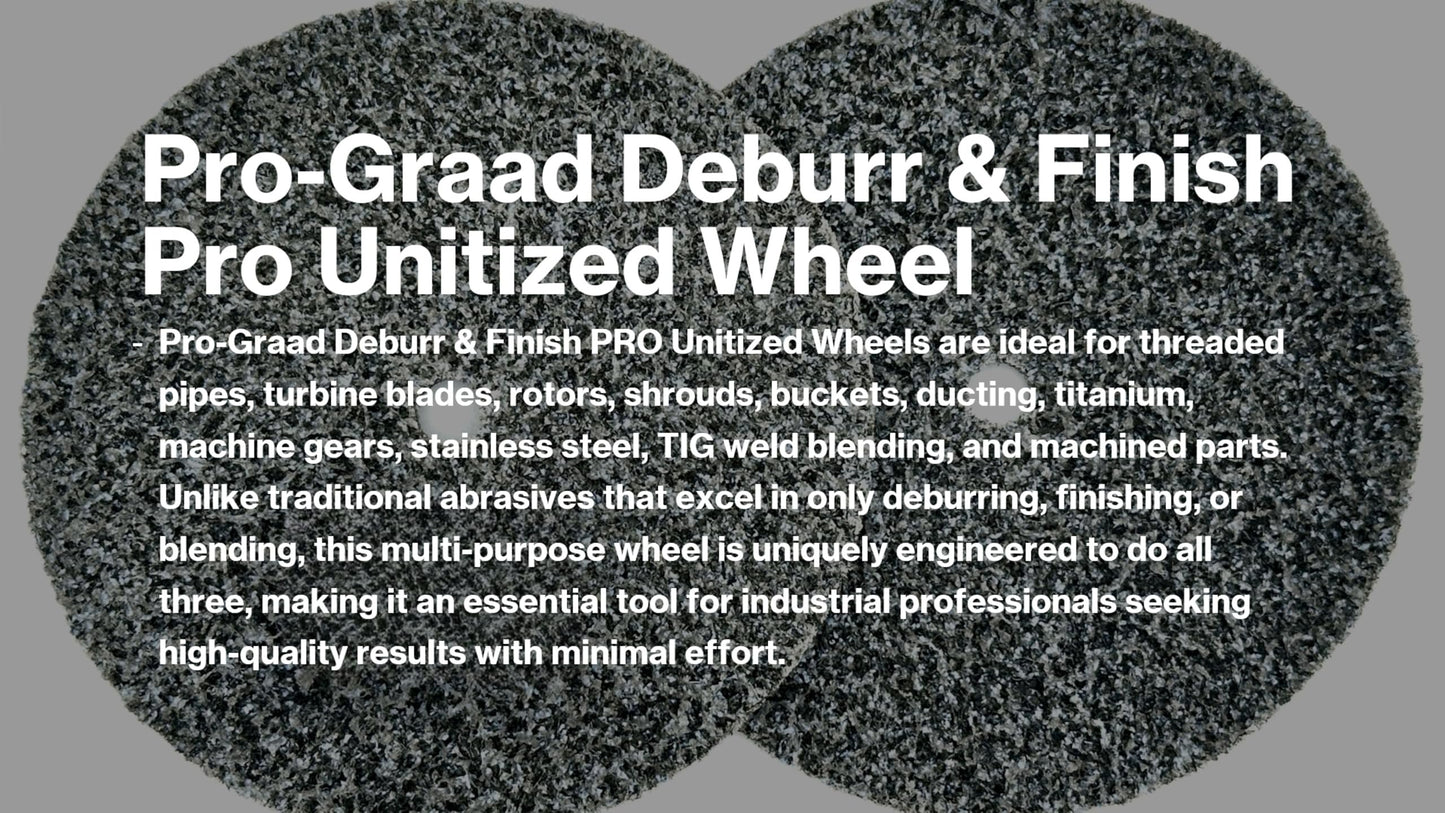 Pro-Graad 2 Pack 2” x 1” x 1/4” 6C MED+ Deburr & Finish PRO Unitized Wheel – Fast Burr Removal, Long-Lasting, Minimal Dust, Precision Cutting for Deburring, Finishing & Blending, 65058