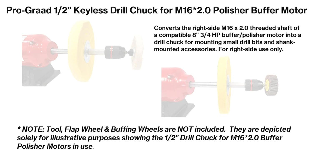 1/2" Keyless Drill Chuck for 8" 3/4 HP Import Buffer Polisher Motors