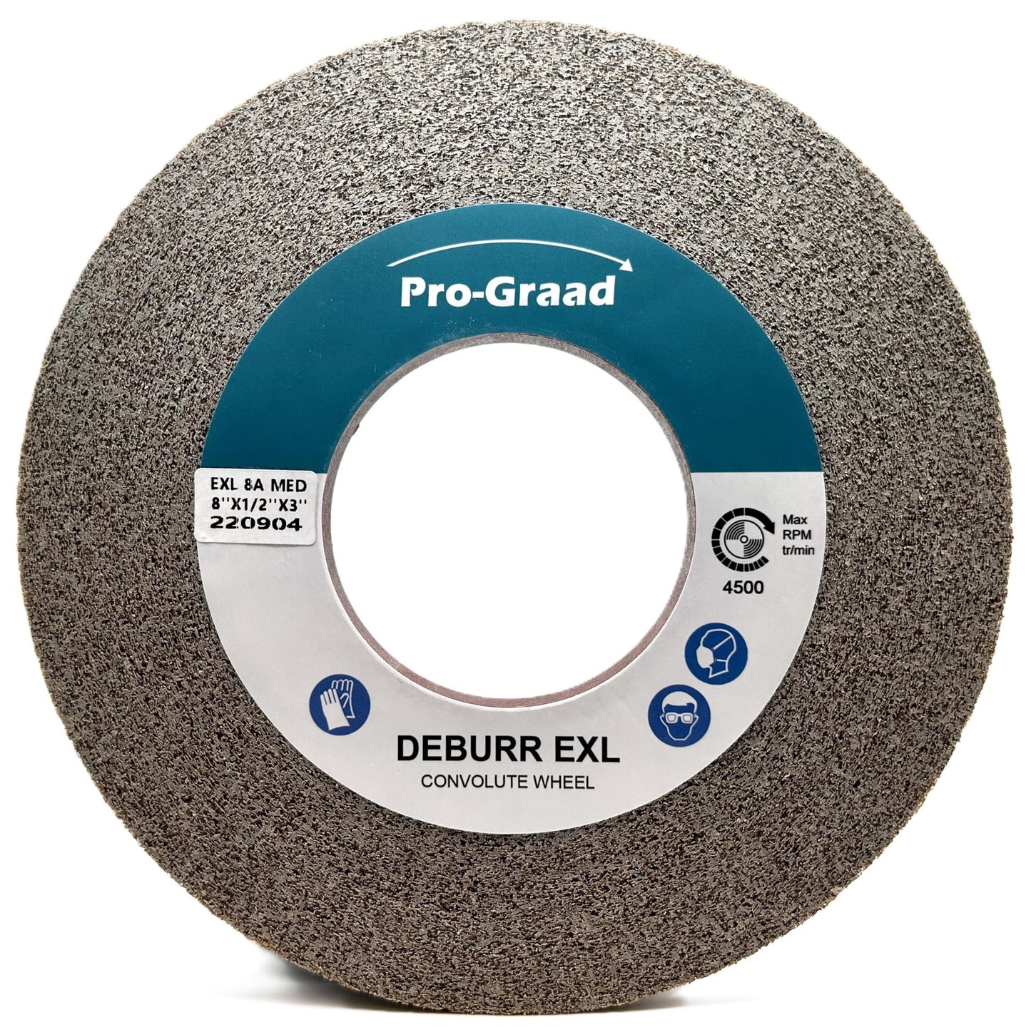 Pro-Graad EXL Deburring Wheel - 8" x 1/2" x 3" 8A Medium Grit - Silicon Carbide - Metal Deburring, Finishing and Polishing Wheel - Convolute - 17459 - (1 Pack)
