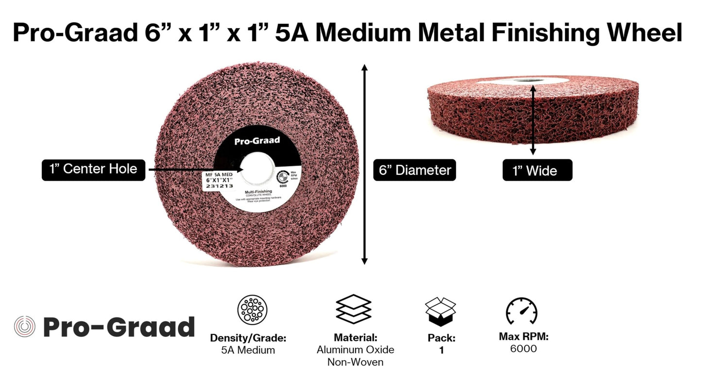 Pro-Graad Metal Finishing Wheel – Aluminum Oxide – Maroon Metal Finish Convolute Wheel – for #3 & #4, Brush, Satin and Mill Finishes – Pack of 1