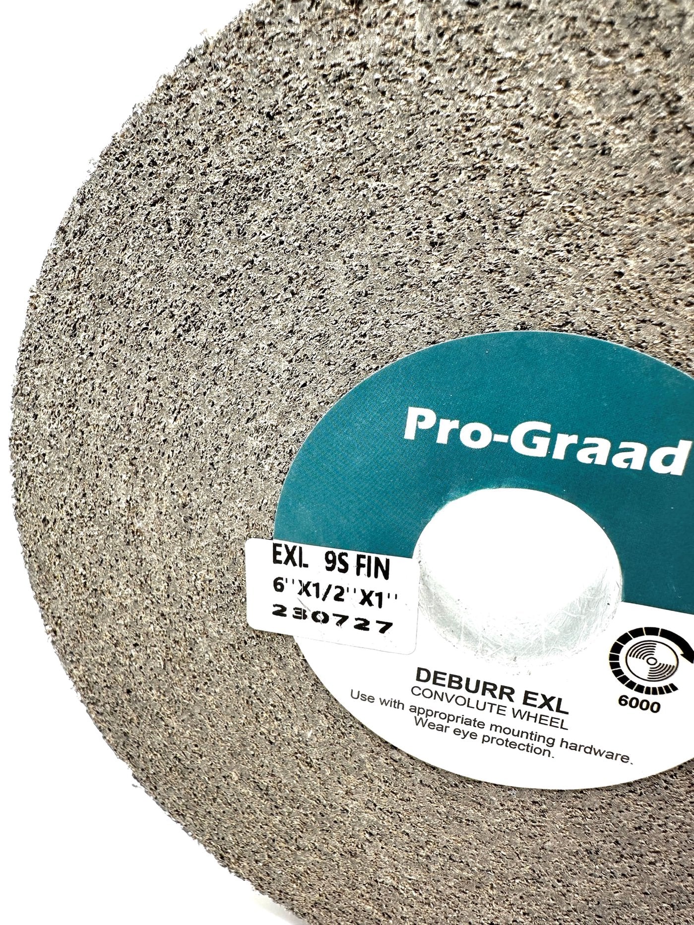 Pro-Graad EXL Deburring Wheel - 6" x 1/2" x 1" 9S Fine Grit - Silicon Carbide - Metal Deburring, Finishing and Polishing Wheel - Convolute - 05790 - (1 Pack)
