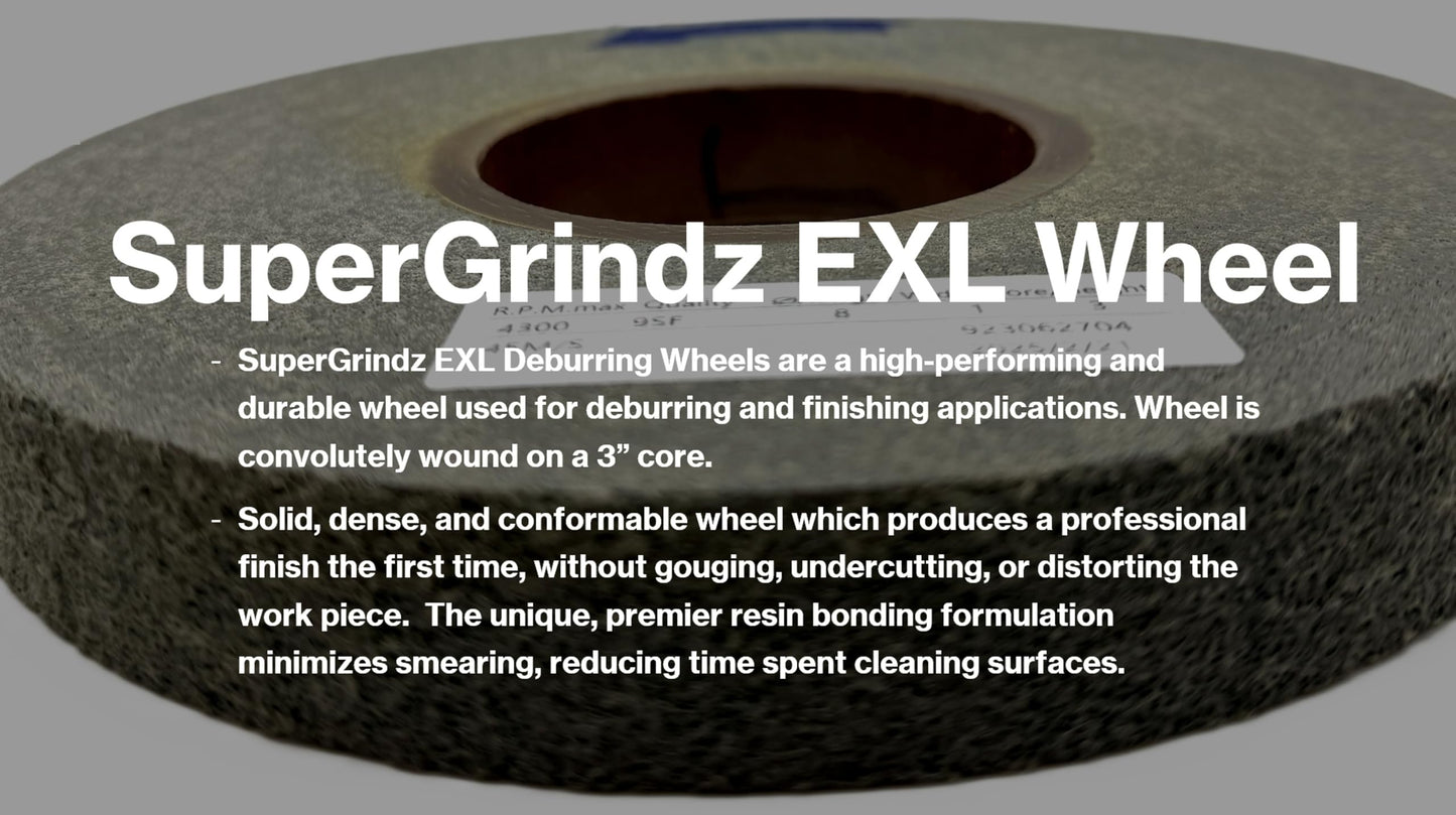 SuperGrindz EXL Deburring Wheel - 8" x 1" x 3" 9S Fine Grit - Silicon Carbide - Metal Deburring, Finishing and Polishing Wheel - Convolute - (1 Pack)