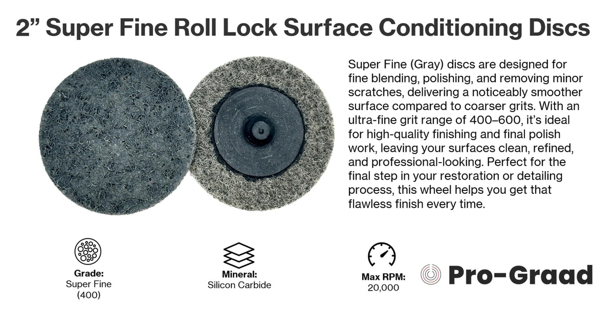 Pro-Graad Quick Change Non-Woven Nylon Surface Conditioning Discs for Deburring Sanding Blending Polishing Paint Removal with Male R-Type Backing