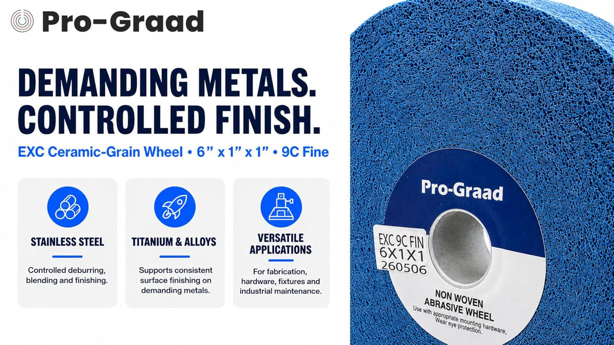 Pro-Graad EXC 6" x 1" x 1" 9C Fine Ceramic Deburring Finishing Wheel, 11248