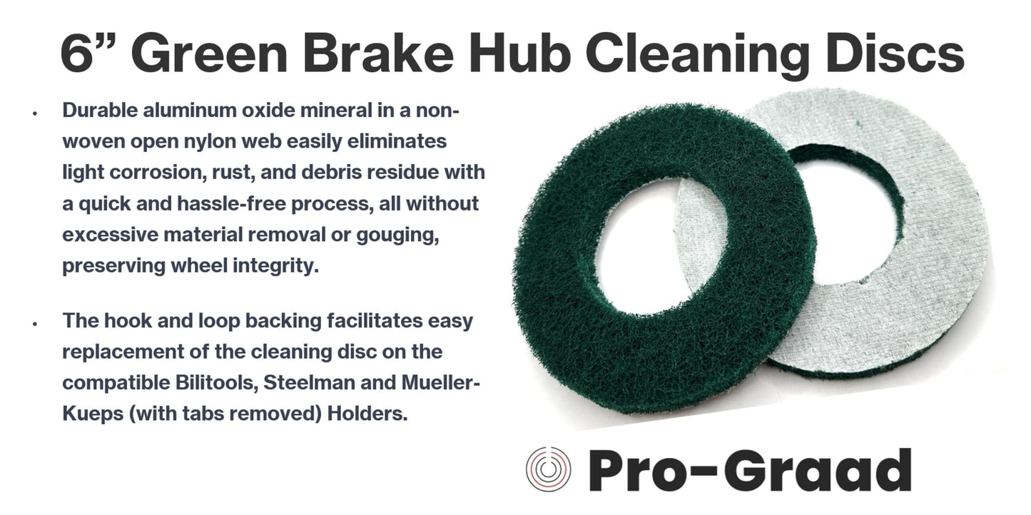 Pro-Graad 2 Pack 6” Replacement Pad for Hub Cleaning Tool, Hook & Loop Brake Wheel Hub Cleaning Disc, Ideal on Aluminum Surfaces, Compatible for Bilitools, Steelman, Hazet & Mueller-Kueps Holders