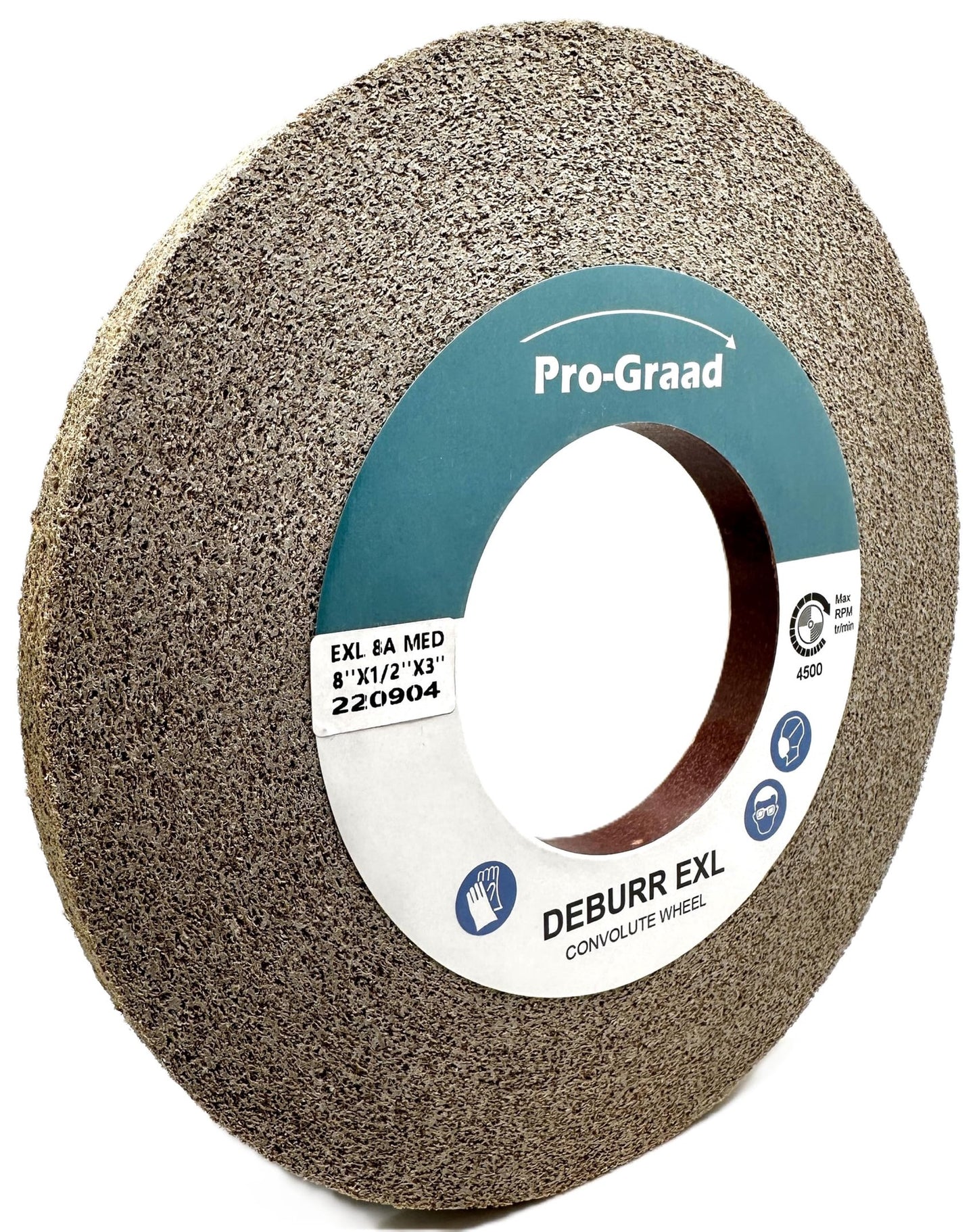 Pro-Graad EXL Deburring Wheel - 8" x 1/2" x 3" 8A Medium Grit - Silicon Carbide - Metal Deburring, Finishing and Polishing Wheel - Convolute - 17459 - (1 Pack)