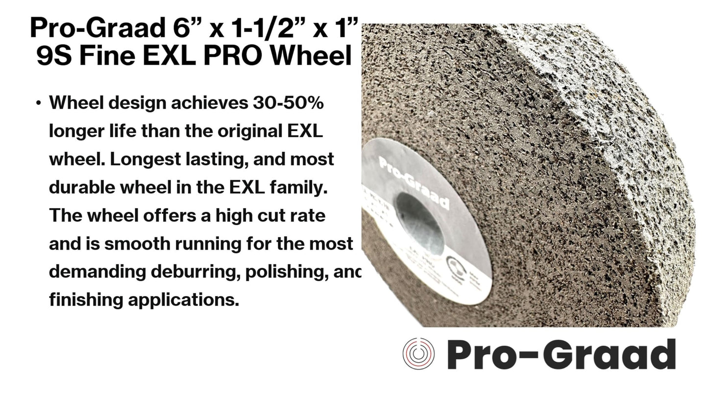 Pro-Graad EXL PRO Convolute Deburring Polishing Wheel - 6" x 1-1/2" x 1" 9S Fine Silicon Carbide - Professional Grade - Metal Deburring, Finishing and Polishing Wheel - (1 Pack)
