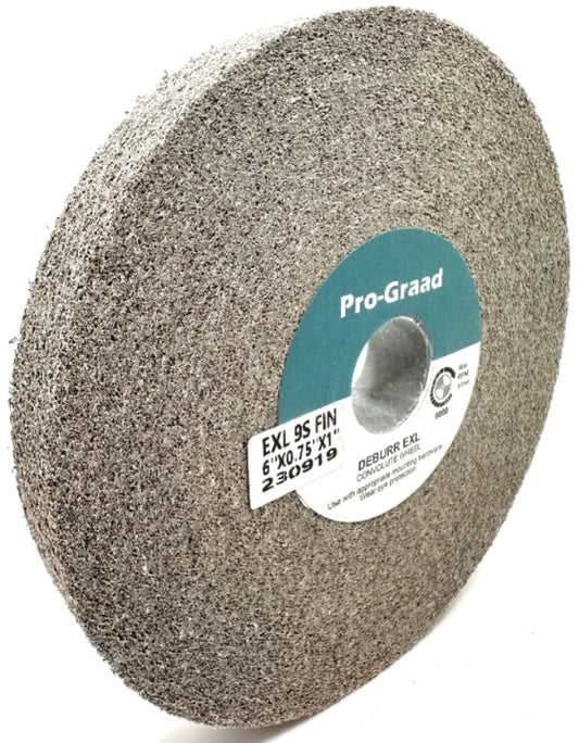 Pro-Graad EXL Deburring Wheel - 6" x 3/4" x 1" 9S Fine Grit - Silicon Carbide - Metal Deburring, Finishing and Polishing Wheel - Convolute - 14630 - (1 Pack)
