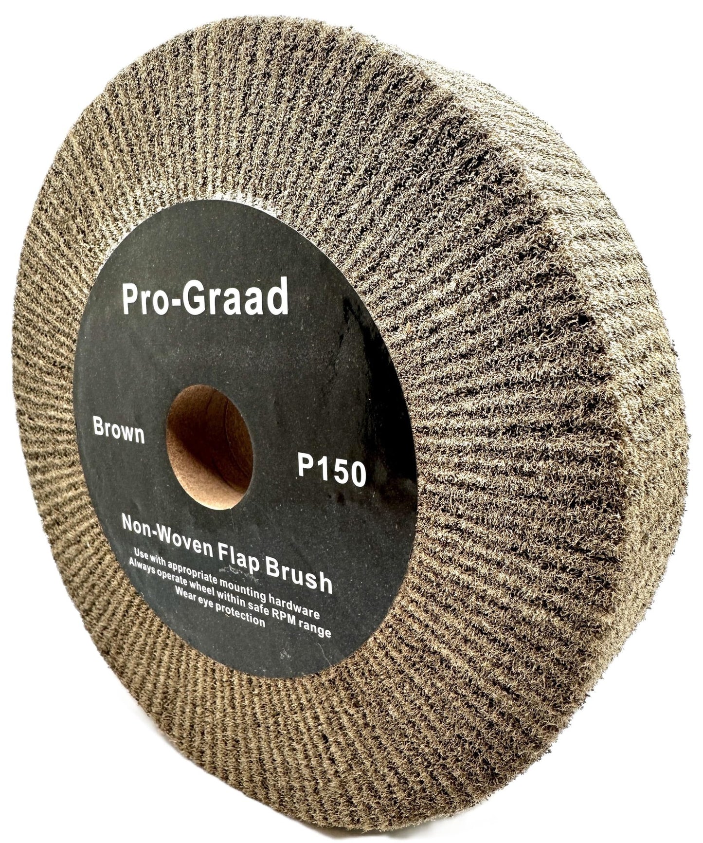 8” x 2” Brown P150 Cut & Polish Non-Woven Bench Grinder Polishing Burnishing Satin Finishing Flap Brush Wheel, Aluminum Copper Metal Golf Club Refurb, Compatible for 1/2”, 5/8”, 3/4" Arbor