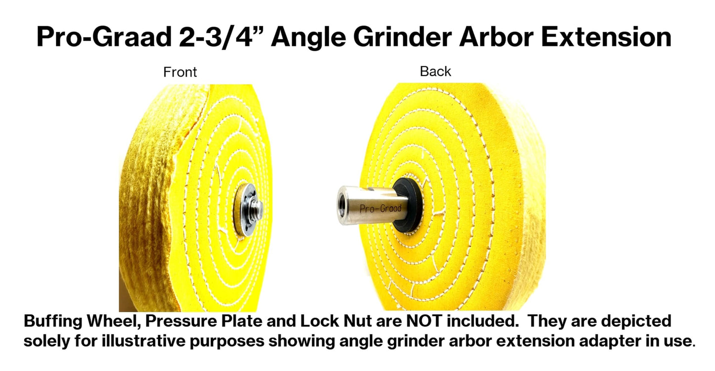 Pro-Graad 2-3/4” Stainless Angle Grinder Arbor Extension, 1-1/4” Thread Length, Extra Threads On Power Tools with 5/8”-11 Arbor, Angle Grinder Airway Buff Extender Kit for Buffing & Airway Wheels