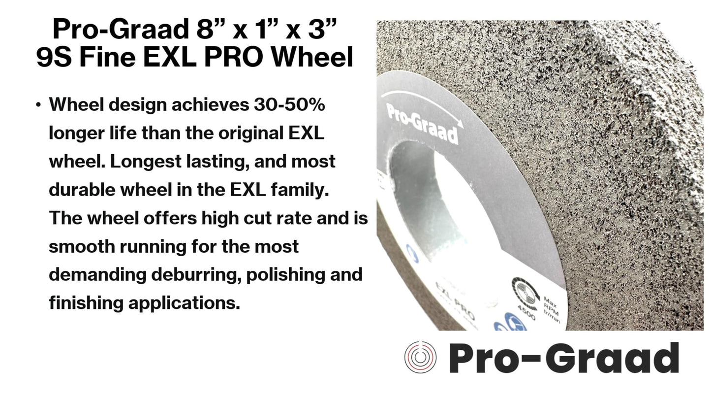 Pro-Graad EXL PRO Convolute Deburring Polishing Wheel - 8" x 1" x 3" 9S Fine Silicon Carbide - Professional Grade - Metal Deburring, Finishing and Polishing Wheel - 94908 - 1 Pack